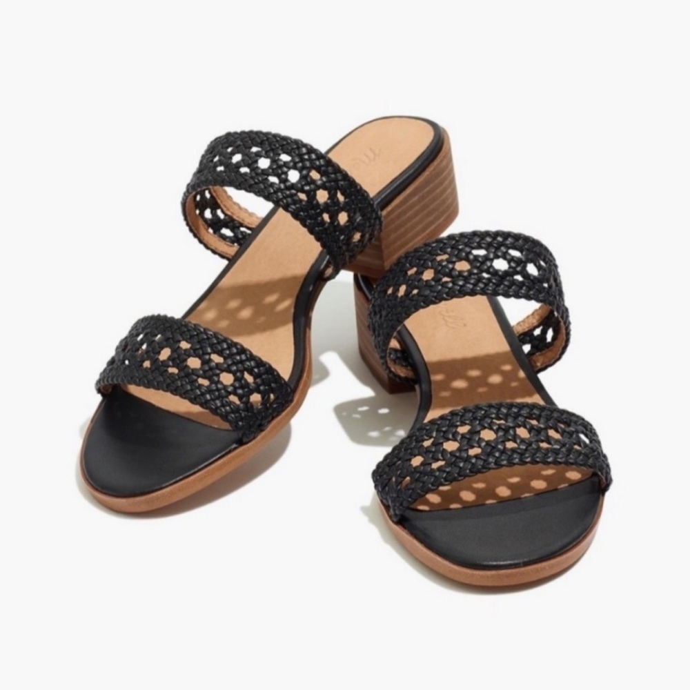 Madewell Marianna basket weave black sandals, sz 8